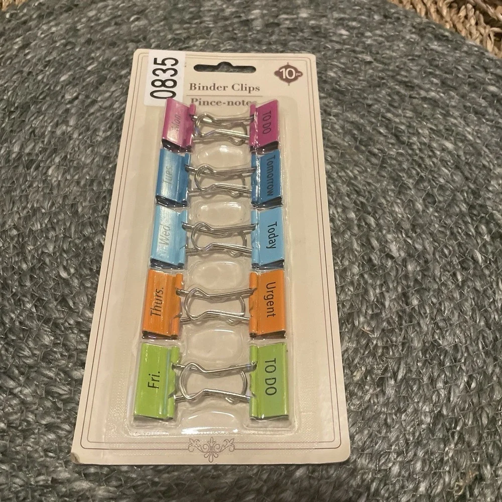✅Jot Colorful Days of the Week Binder Clips 10pc Office School #️⃣0835